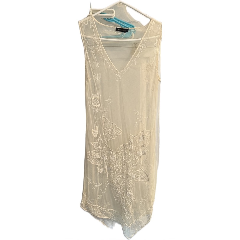 BCBGMAXAZRIA white sheer dress